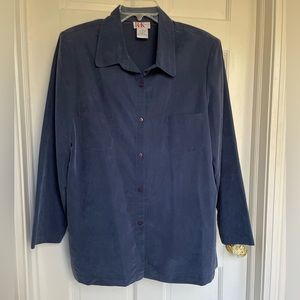 Silky Blue Button down blouse with matching camisole by R&K originals size 16
